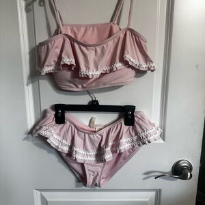 GB Girls Pink Ruffle Bikini – Size 16 – New Without Tags
